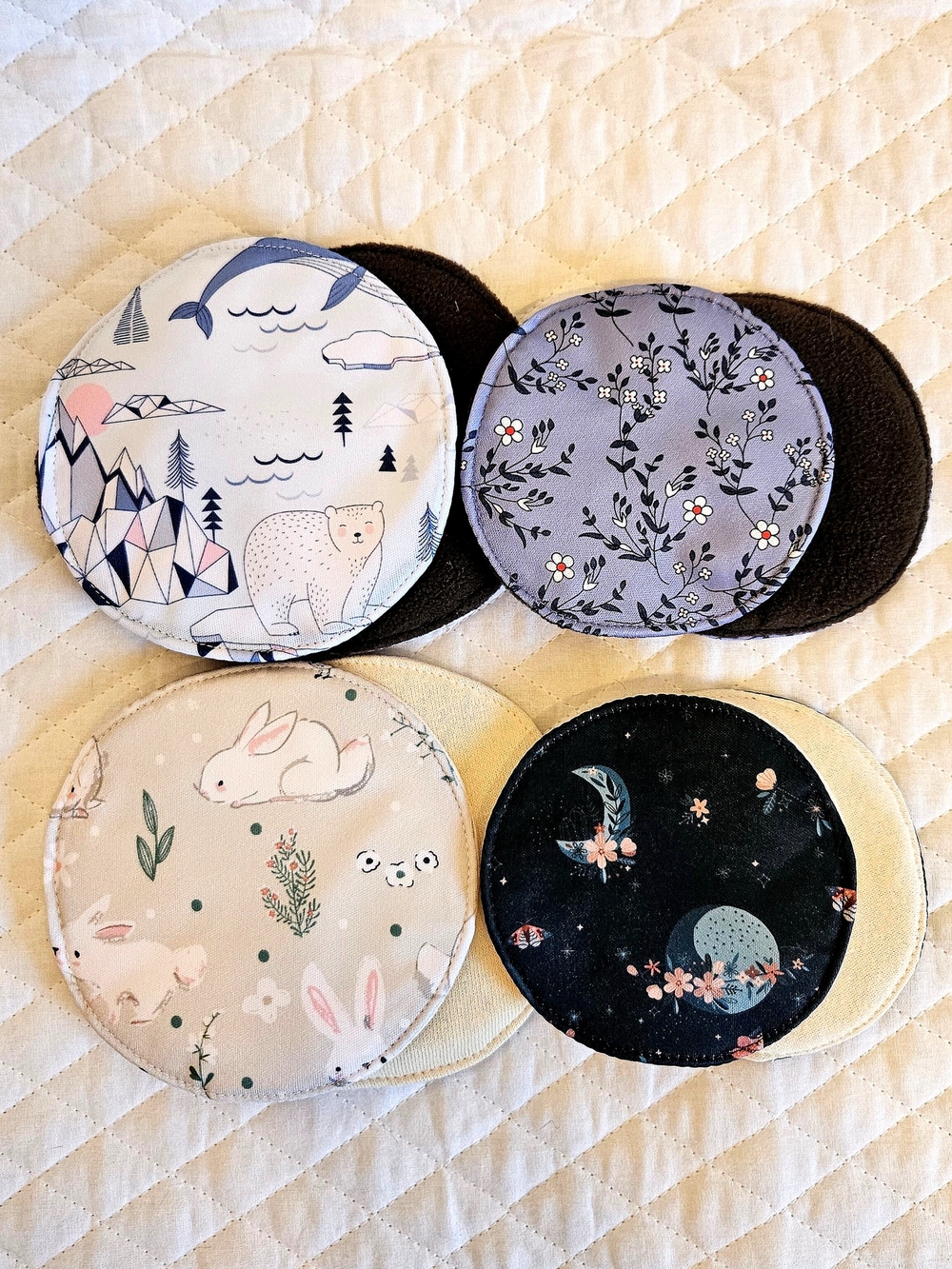 Reusable Nursing Pads - Bamboo Charcoal & Hemp Cotton Muted Set - 8 pieces